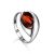 Sterling Silver Ring With Cognac Amber The Peony, Ring Size: 4 / 15, image 