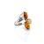 Sterling Silver Ring With Cognac Amber  And Dangle Bead The Casablanca, Ring Size: 4 / 15, image 