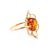 Lovely Gold-Plated Ring With Cognac Amber The Daisy, Ring Size: 5 / 15.5, image 