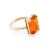 Gold-Plated Silver Ring With Square Cognac Amber Stone The Rectangle​, Ring Size: 5 / 15.5, image 