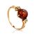 Round Amber Ring In Gold With Crystals The Sambia, Ring Size: 4 / 15, image 