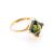 Square Amber Ring In Gold-Plated Silver The Athena, Ring Size: 5 / 15.5, image 