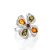 Adjustable Amber Ring In Sterling Silver The Shamrock, Ring Size: Adjustable, image 