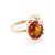 Gold-Plated Ring With Cognac Amber And Crystals The Swan, Ring Size: 4 / 15, image 