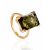 Gold-Plated Silver Ring With Square Green Amber Stone The Rectangle​, Ring Size: 5 / 15.5, image 