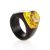 Hornbeam Wood Ring With Lemon Amber The Indonesia, Ring Size: 8 / 18, image 