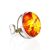 Classy Silver Ring With Cognac Amber The Glow, Ring Size: Adjustable, image 