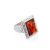 Bold Geometric Amber Ring In Sterling Silver The Hermitage, Ring Size: 5 / 15.5, image 