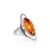 Silver Cocktail Ring With Cognac Amber The Sonnet, Ring Size: 4 / 15, image 