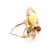 Striking Multicolor Amber Ring In Gold With Crystals The Edelweiss, Ring Size: 9 / 19, image 