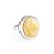 Round Silver Ring With Honey Amber The Glow, Ring Size: 5.5 / 16, image 