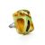 Open Ring With Honey Amber And Green Polymer The Dalmatian, Ring Size: Adjustable, image 