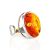 Round Amber Ring In Sterling Silver The Glow, Ring Size: Adjustable, image 