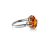 Bright Silver Ring With Cognac Amber The Astoria, Ring Size: 4 / 15, image 