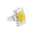 Geometric Amber Ring In Sterling Silver The Venus, Ring Size: 4 / 15, image 
