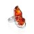 One Size Amber Ring In Sterling Silver The Rialto, Ring Size: Adjustable, image 
