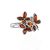 Bold Silver Ring With Cognac Amber The Verbena, Ring Size: 6 / 16.5, image 