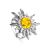 Sun Shaped Silver Ring With Lemon Amber The Helios, Ring Size: 5 / 15.5, image 