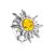 Sun Shaped Silver Ring With Lemon Amber The Helios, Ring Size: 7 / 17.5, image 