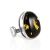 Adjustable Silver Ring With Green Amber The Glow, Ring Size: Adjustable, image 