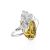 Handmade Green Amber Ring In Sterling Silver The Dew, Ring Size: Adjustable, image 