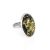 Bold Oval Silver Ring With Green Amber The Glow, Ring Size: 4 / 15, image 