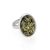 Крупное серебряное кольцо с искрящимся янтарём зелёного цвета 18.5, Ring Size: 8.5 / 18.5, image 