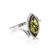 Lovely Green Amber Ring In Sterling Silver The Adagio, Ring Size: 4 / 15, image 