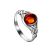 Sterling Silver Ring With Cognac Amber The Freya, Ring Size: 5 / 15.5, image 