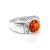 Stylish Silver Ring With Cherry Amber The Rondo, Ring Size: 4 / 15, image 