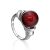 Sterling Silver Ring With Cherry Amber The Saturn, Ring Size: 5 / 15.5, image 