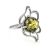 Sterling Silver Ring With Luminous Green Amber The Daisy, Ring Size: 5 / 15.5, image 