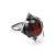 Square Silver Ring With Round Amber Stone The Saturn, Ring Size: Adjustable, image 