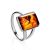 Geometric Silver Ring With Cognac Amber The Copenhagen, Ring Size: 5 / 15.5, image 