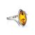 Adorable Sterling Silver Ring With Leaf Cut Amber The Adagio, Ring Size: 5 / 15.5, image 