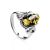 Green Amber Ring In Sterling Silver The Prussia, Ring Size: 5.5 / 16, image 