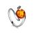 Round Amber Ring In Sterling Silver The Sphere, Ring Size: 5 / 15.5, image 