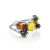 Sterling Silver Ring With Multicolour Amber The Bowknot, Ring Size: 5 / 15.5, image 