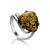 Green Amber Ring In Sterling Silver The Acapulco, Ring Size: 5 / 15.5, image 
