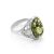 Sterling Silver Ring With Green Amber The Carmen, Ring Size: 5 / 15.5, image 