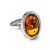 Cognac Amber Ring In Sterling Silver The Goji, Ring Size: Adjustable, image 