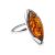 Sterling Silver Ring With Leaf Cut Amber The Ballade, Ring Size: 5 / 15.5, image 