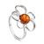 Sterling Silver Ring With Luminous Cognac Amber The Daisy, Ring Size: 5 / 15.5, image 
