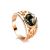 Refined Golden Ring With Bright Green Amber The Scheherazade, Ring Size: 5.5 / 16, image 