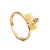 Golden Amber Ring With Cylindrical Cut Amber And Crystal The Scandinavia, Ring Size: 5.5 / 16, image 