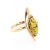 Classy Green Amber Ring In Gold The Liana, Ring Size: 5 / 15.5, image 