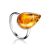 Cognac Amber Silver Ring The Pulse, Ring Size: Adjustable, image 