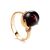 Gorgeous Golden Ring With Cherry Amber And Diamonds The Goddess, Ring Size: 5.5 / 16, image 