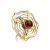 Ажурное кольцо из серебра с позолотой и натурального янтаря «Адонис» 16.5, Ring Size: 13 / 22, image 