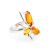 Bold Cognac Amber Ring In Silver The Pegasus, Ring Size: 5.5 / 16, image 